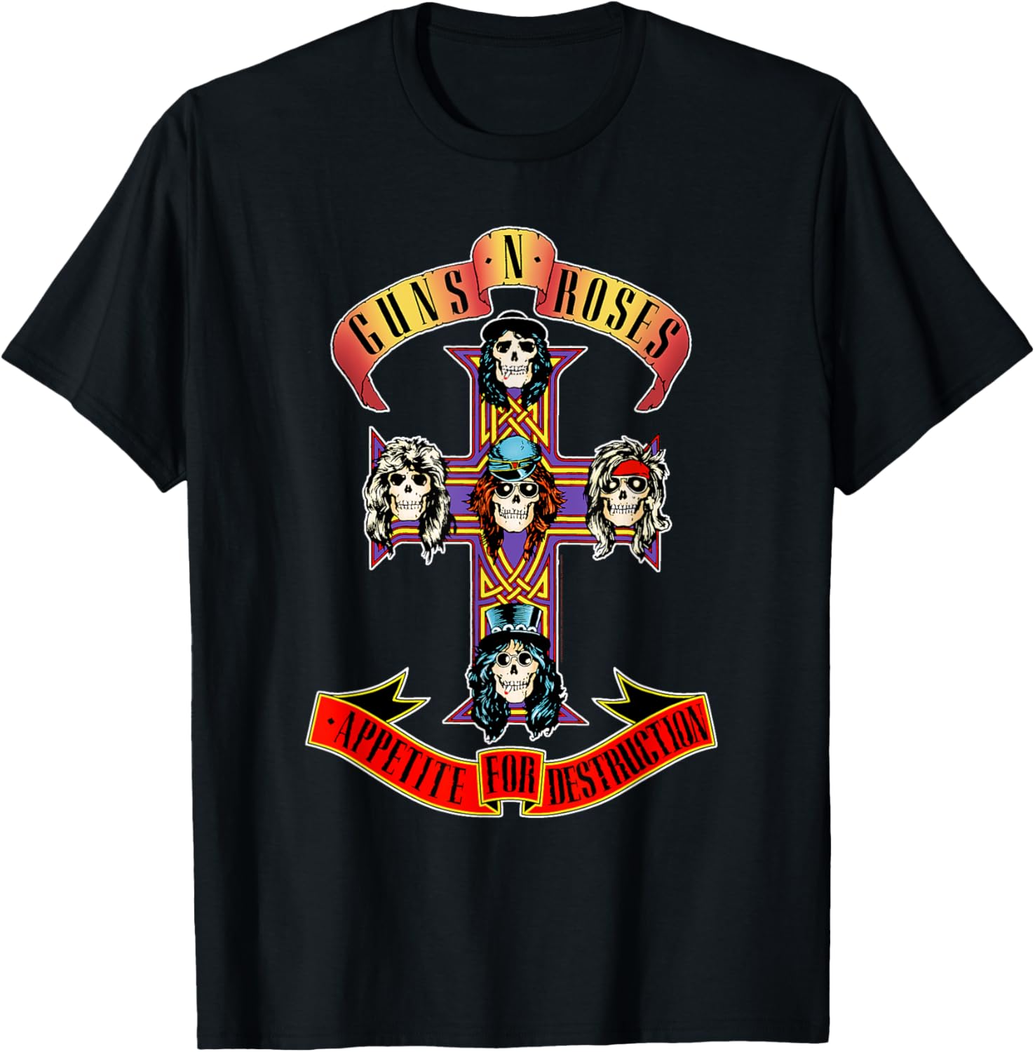Guns N' Roses Official Cross T-Shirt : Amazon.co.uk: Fashion